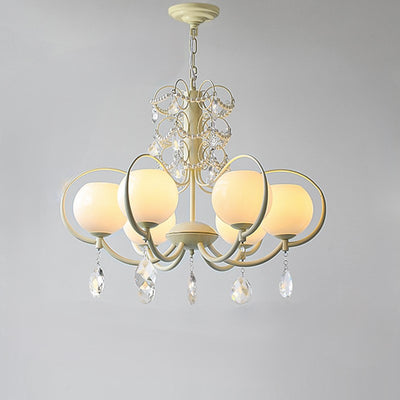 Traditioneller französischer Zweigperlen-Träne-Globus-Zylinder-Hardware-Glas-6/8-Licht-Kronleuchter für Wohnzimmer 