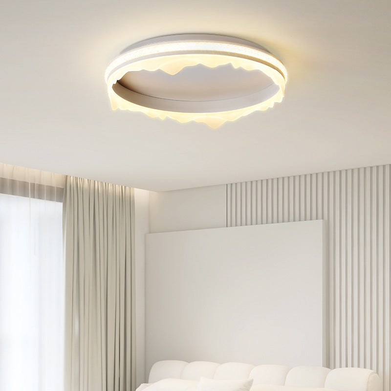 Plafonnier LED semi-encastré rond contemporain scandinave en fer crème en aluminium acrylique pour la chambre 