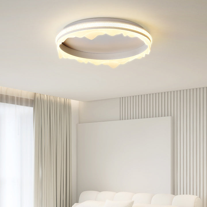 Plafonnier LED semi-encastré rond contemporain scandinave en fer crème en aluminium acrylique pour la chambre 