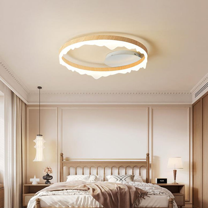 Plafonnier LED semi-encastré rond contemporain scandinave en fer crème en aluminium acrylique pour la chambre 