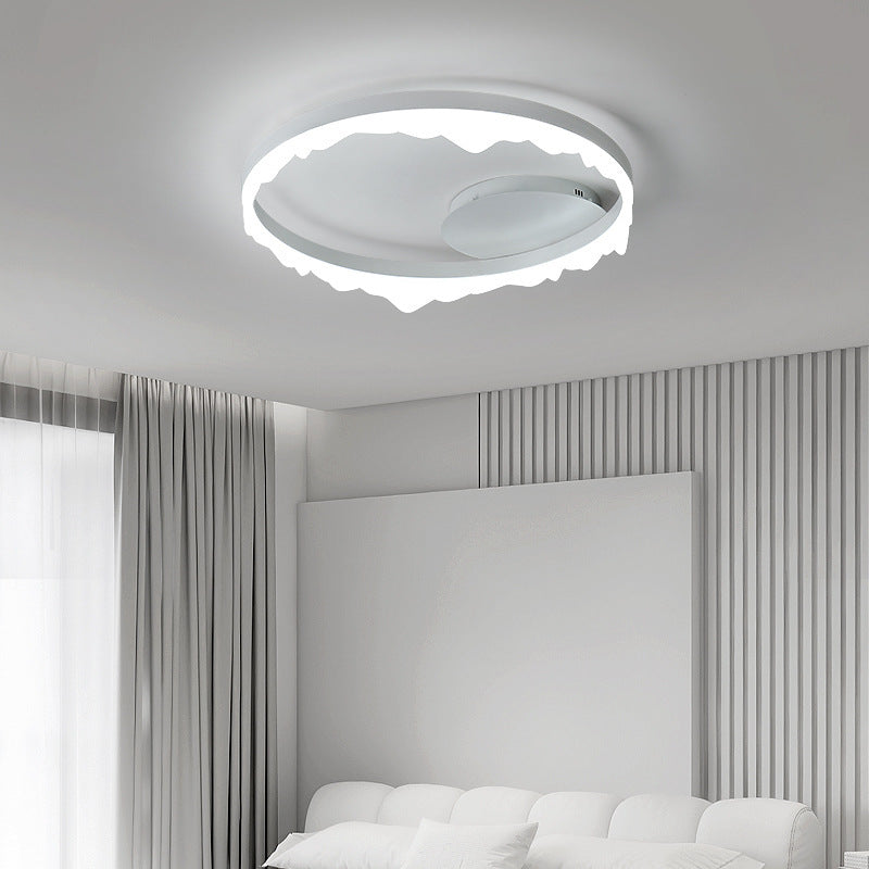 Plafonnier LED semi-encastré rond contemporain scandinave en fer crème en aluminium acrylique pour la chambre 