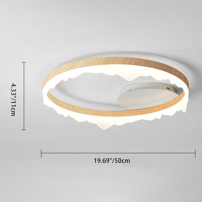 Plafonnier LED semi-encastré rond contemporain scandinave en fer crème en aluminium acrylique pour la chambre 