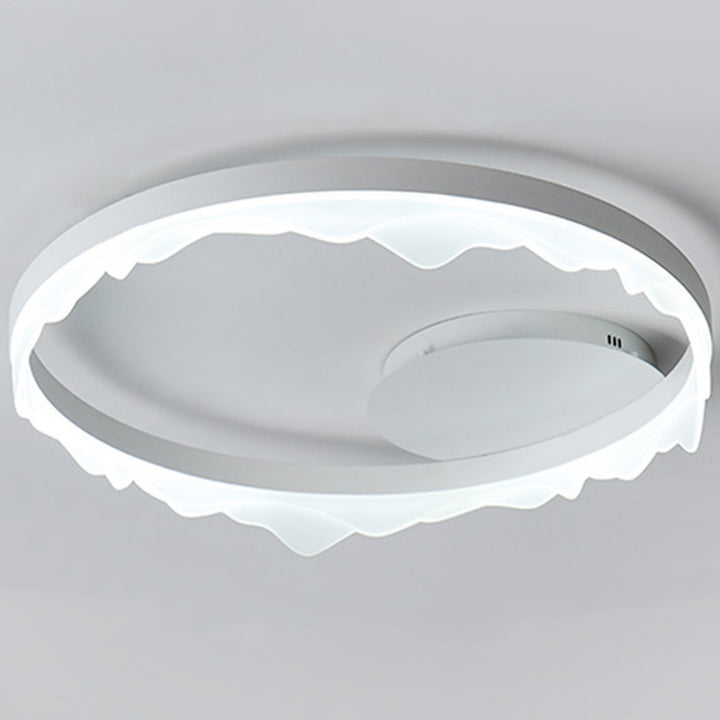 Plafonnier LED semi-encastré rond contemporain scandinave en fer crème en aluminium acrylique pour la chambre 