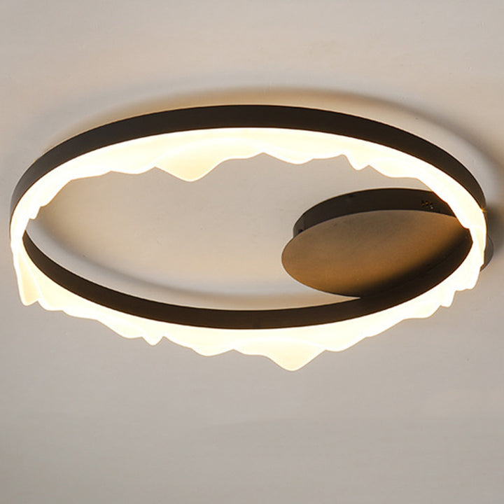 Plafonnier LED semi-encastré rond contemporain scandinave en fer crème en aluminium acrylique pour la chambre 