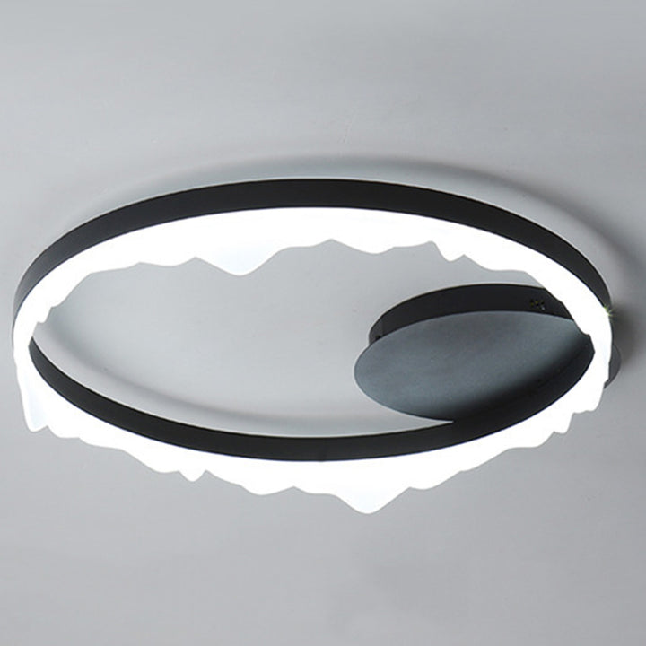 Plafonnier LED semi-encastré rond contemporain scandinave en fer crème en aluminium acrylique pour la chambre 