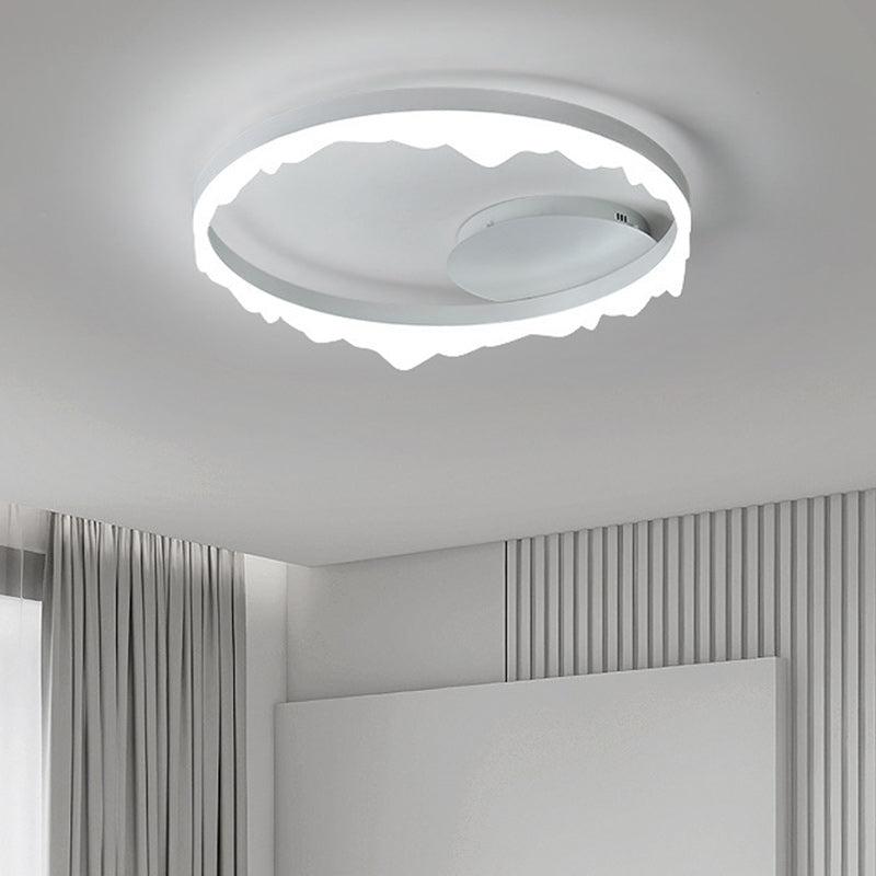 Plafonnier LED semi-encastré rond contemporain scandinave en fer crème en aluminium acrylique pour la chambre 