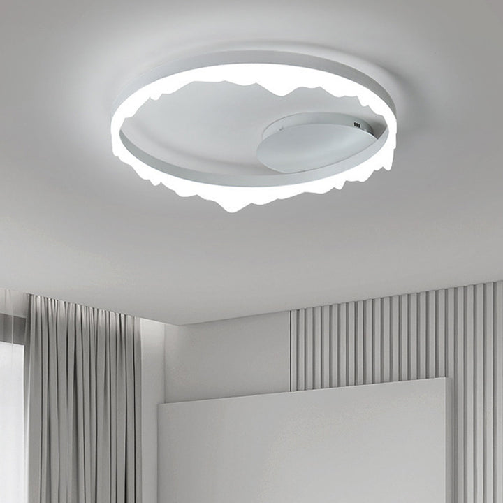 Plafonnier LED semi-encastré rond contemporain scandinave en fer crème en aluminium acrylique pour la chambre 