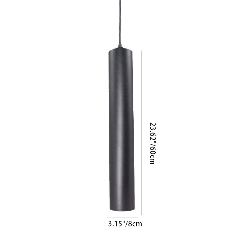 Modern Minimalist Cylinder Long Tube Die-Cast Aluminum Acrylic LED Pendant Light For Living Room
