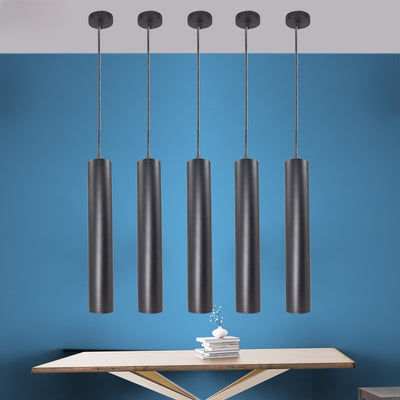 ضوء قلادة LED أسطواني طويل من الألمنيوم المصبوب والأكريليك بتصميم حديث وبسيط لغرفة المعيشة 