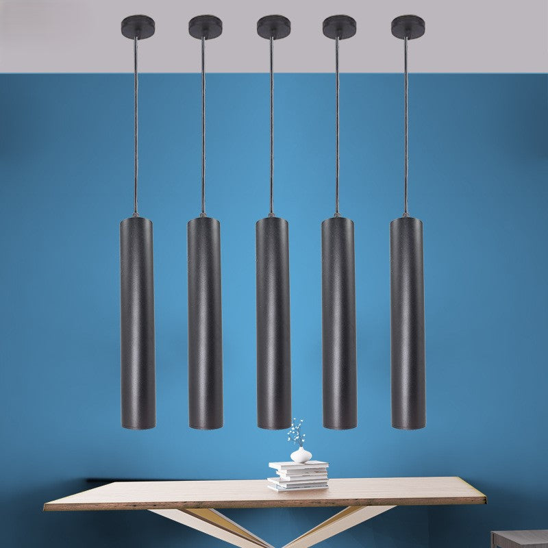 ضوء قلادة LED أسطواني طويل من الألمنيوم المصبوب والأكريليك بتصميم حديث وبسيط لغرفة المعيشة 