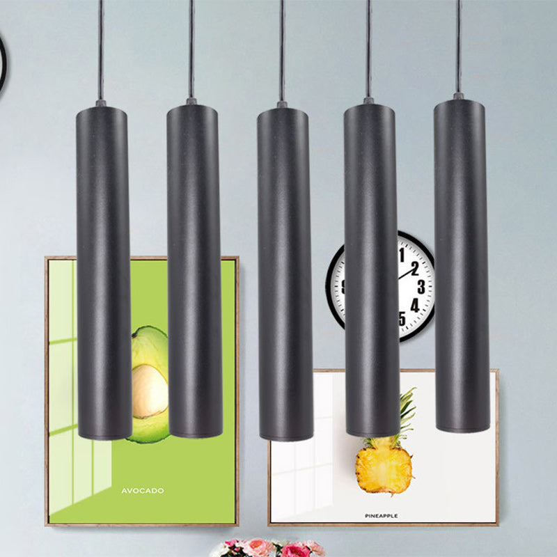 Modern Minimalist Cylinder Long Tube Die-Cast Aluminum Acrylic LED Pendant Light For Living Room