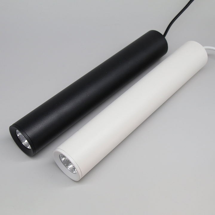 Modern Minimalist Cylinder Long Tube Die-Cast Aluminum Acrylic LED Pendant Light For Living Room