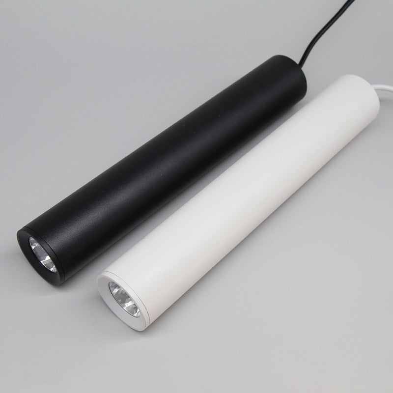 ضوء قلادة LED أسطواني طويل من الألمنيوم المصبوب والأكريليك بتصميم حديث وبسيط لغرفة المعيشة 