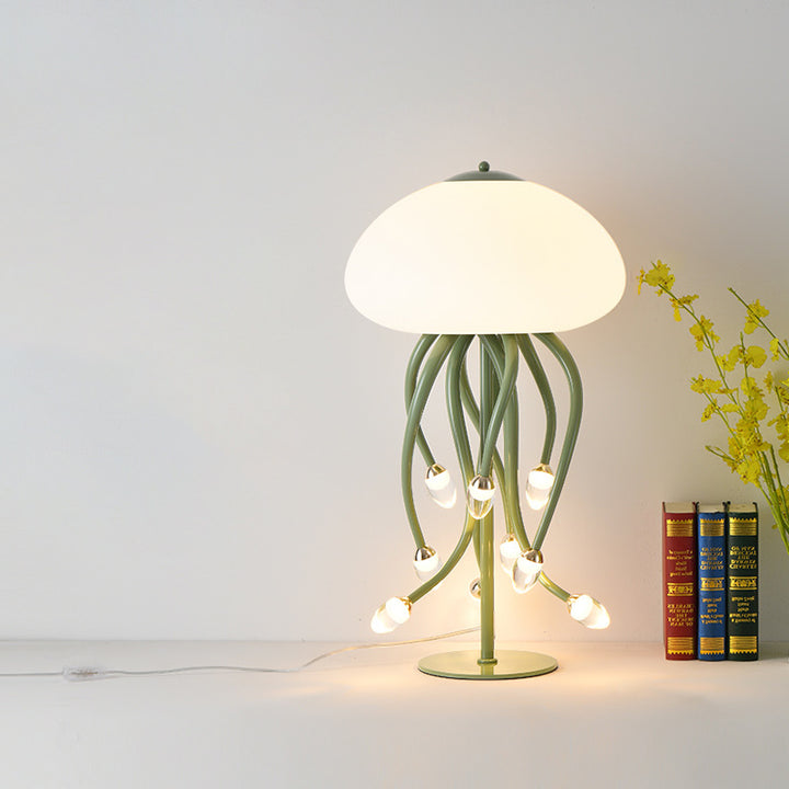 Contemporary Scandinavian Jellyfish Disc Base Iron Acrylic LED Table Lamp For Bedroom