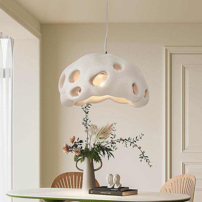 Suspension Contemporaine Créative Ovale Irrégulière Creuse en Polystyrène Haute Densité 1-Lumière pour Salon 