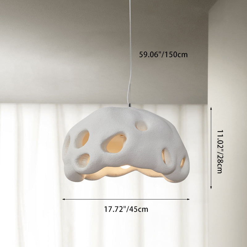 Contemporary Creative Oval Irregular Hollow High Density Polystyrene 1-Light Pendant Light For Living Room