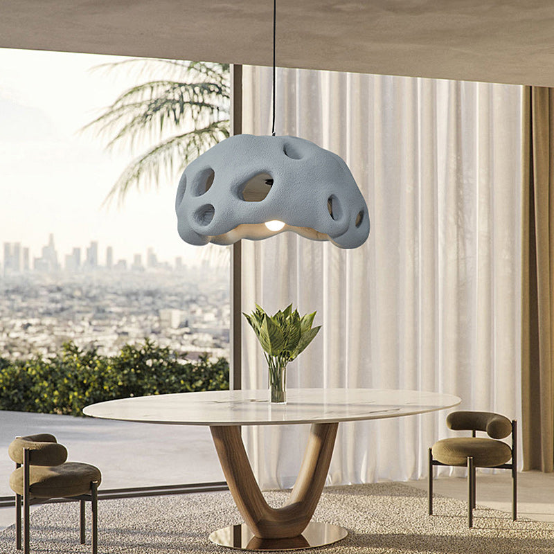 Contemporary Creative Oval Irregular Hollow High Density Polystyrene 1-Light Pendant Light For Living Room