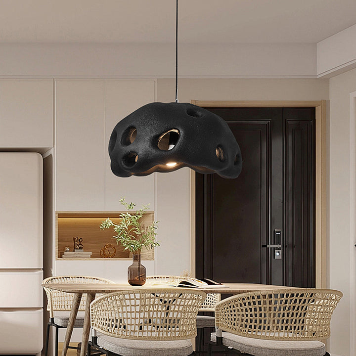 Suspension Contemporaine Créative Ovale Irrégulière Creuse en Polystyrène Haute Densité 1-Lumière pour Salon 
