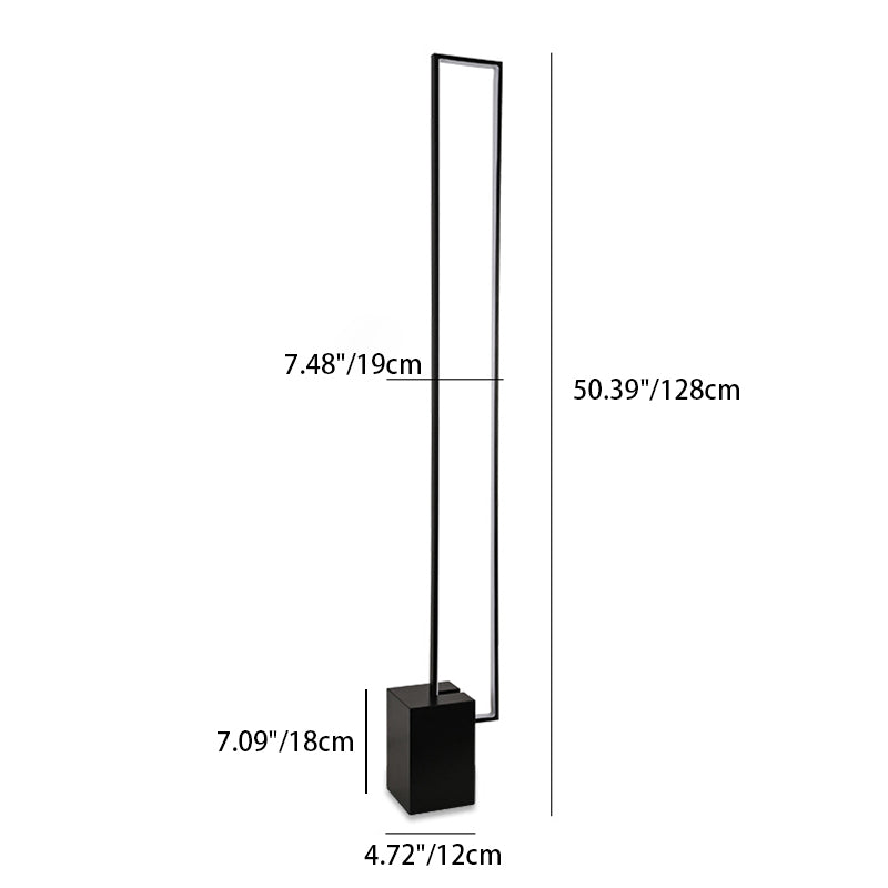 Lampe de sol LED contemporaine scandinave rectangulaire à base carrée longue en fer, silicone et aluminium pour salon 