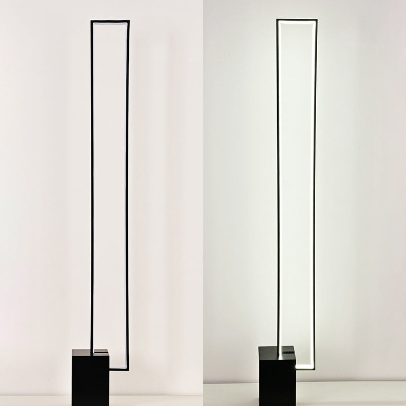 Lampe de sol LED contemporaine scandinave rectangulaire à base carrée longue en fer, silicone et aluminium pour salon 