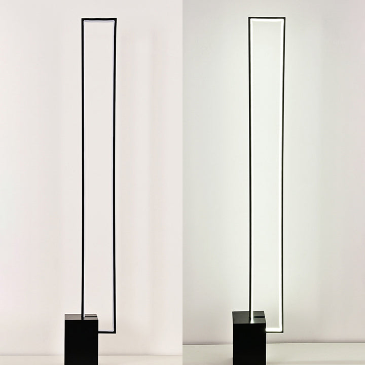 Lampe de sol LED contemporaine scandinave rectangulaire à base carrée longue en fer, silicone et aluminium pour salon 