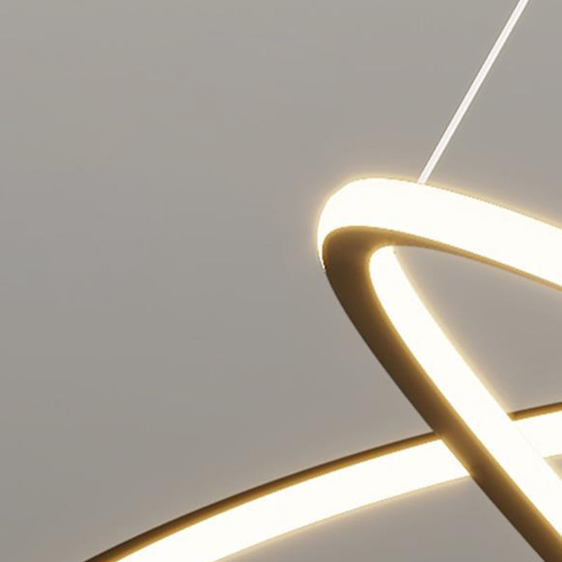 Cercle Scandinave Contemporain Autour de Lune Fer Aluminium Résine LED Lustres Lumière Îlot Pour Salle à Manger 