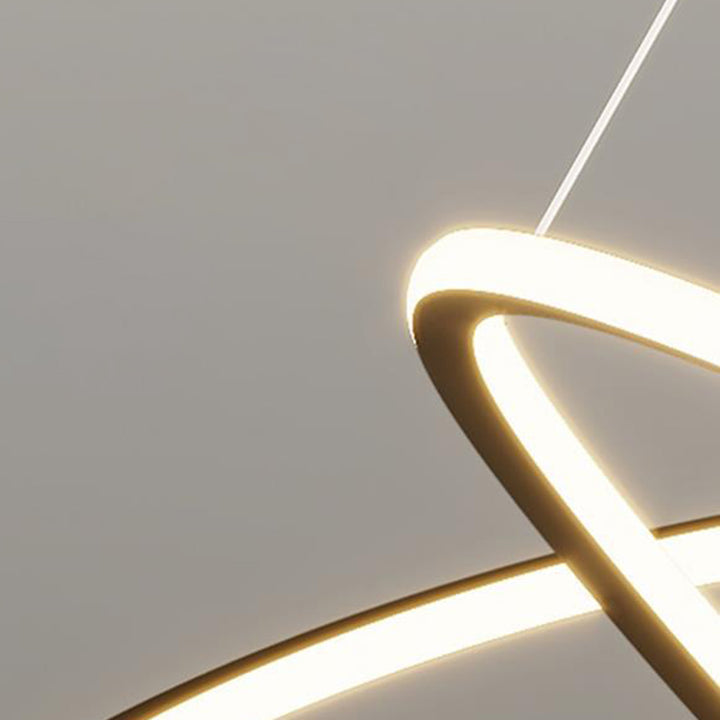 Cercle Scandinave Contemporain Autour de Lune Fer Aluminium Résine LED Lustres Lumière Îlot Pour Salle à Manger 