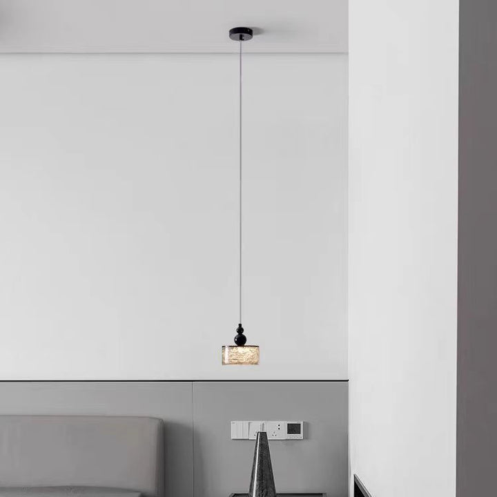 Lustre à LED en acier inoxydable texturé en résine avec cylindre, carré, sphère moderne pour chambre à coucher 