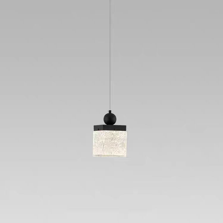 Lustre à LED en acier inoxydable texturé en résine avec cylindre, carré, sphère moderne pour chambre à coucher 