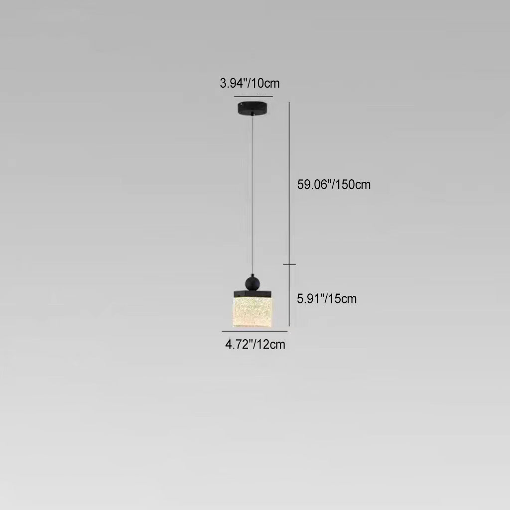 Lustre à LED en acier inoxydable texturé en résine avec cylindre, carré, sphère moderne pour chambre à coucher 