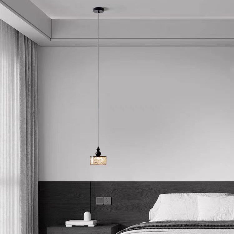 Lustre à LED en acier inoxydable texturé en résine avec cylindre, carré, sphère moderne pour chambre à coucher 