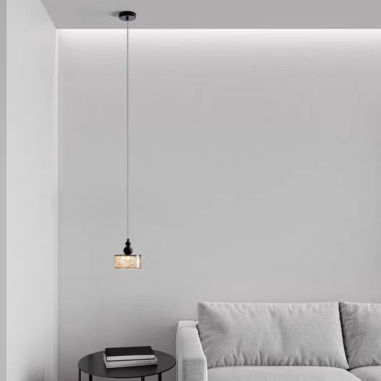 Lustre à LED en acier inoxydable texturé en résine avec cylindre, carré, sphère moderne pour chambre à coucher 