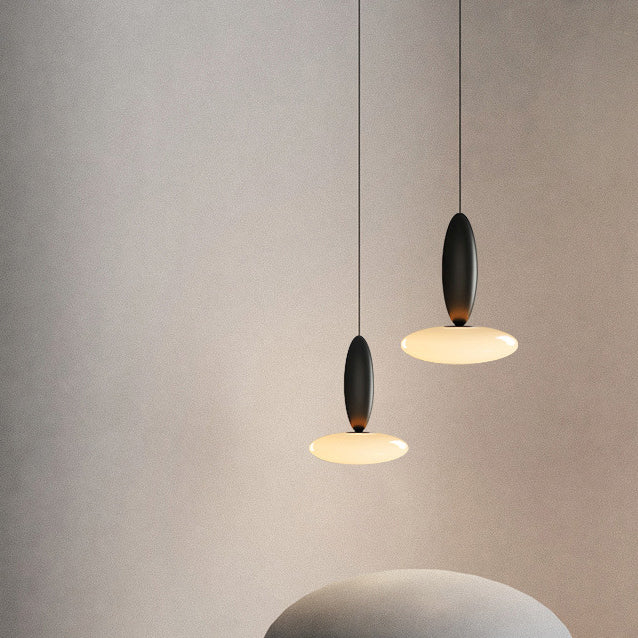 Lustre à LED en verre et métal ovale contemporain scandinave pour chambre à coucher 