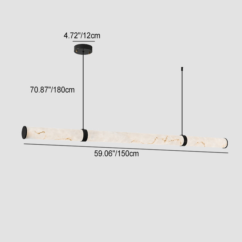 Luxe moderne cylindre long texturé en fer faux dolomite LED suspension lumineuse îlot pour salle à manger 