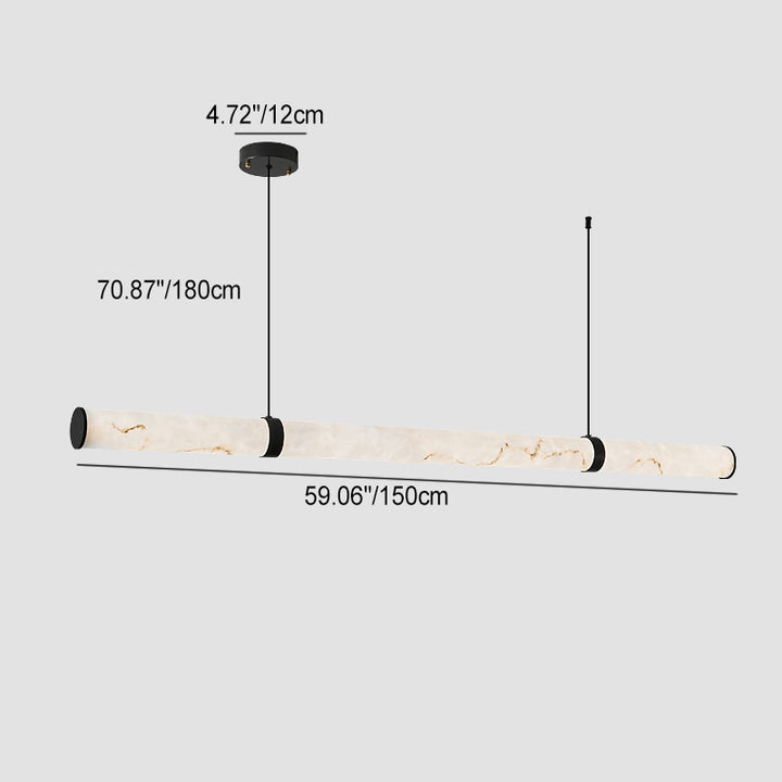 Luxe moderne cylindre long texturé en fer faux dolomite LED suspension lumineuse îlot pour salle à manger 