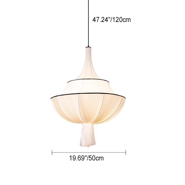 Traditionelle französische halbrunde Turm-Hardware-Stoff-Pendelleuchte mit 1 Licht für Wohnzimmer 