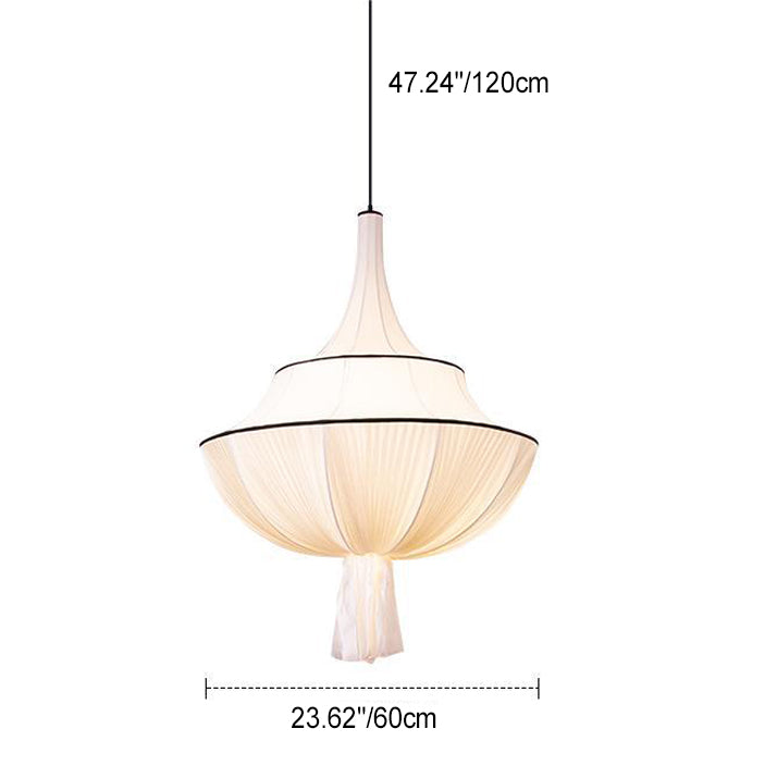 Traditionelle französische halbrunde Turm-Hardware-Stoff-Pendelleuchte mit 1 Licht für Wohnzimmer 