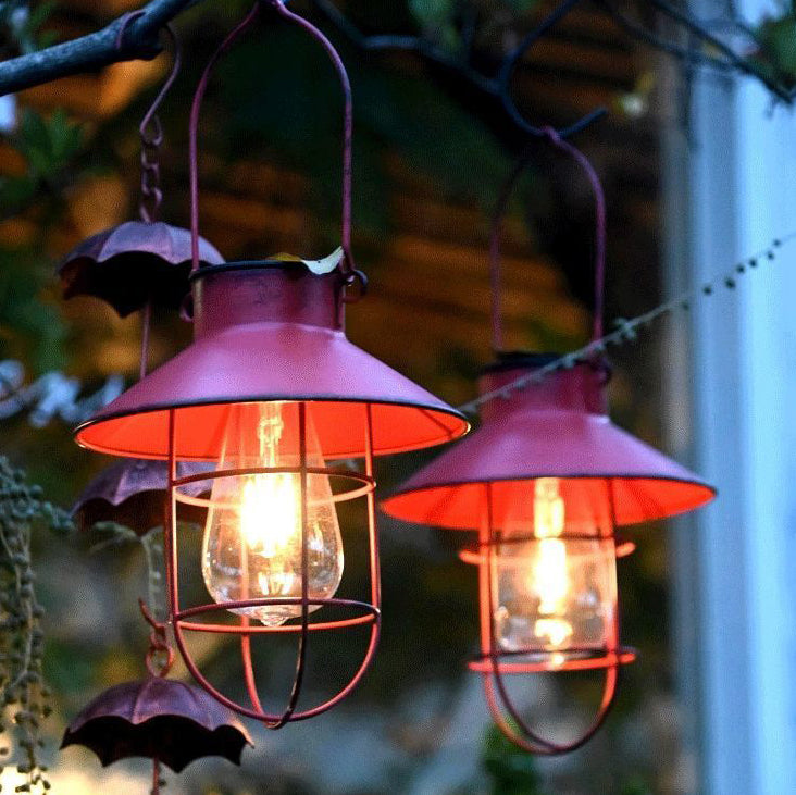 Traditional Vintage Solar Waterproof Round Table Oval Mesh Iron 1-Light Outdoor Light For Garden