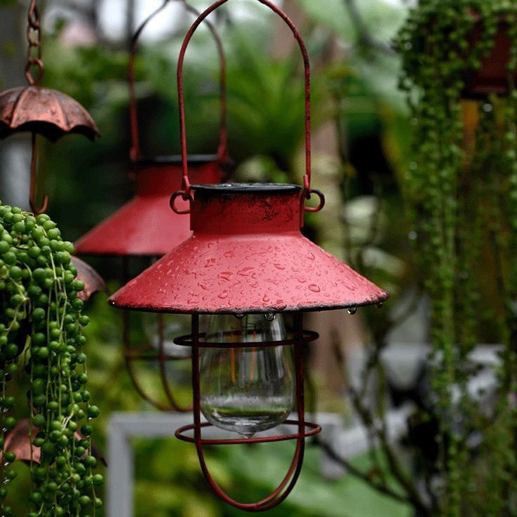 Traditional Vintage Solar Waterproof Round Table Oval Mesh Iron 1-Light Outdoor Light For Garden