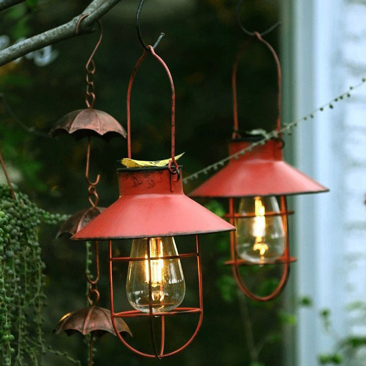 Traditionelle Vintage Solar wasserdichte runde Tisch ovale Mesh Eisen 1-Licht Außenleuchte für Garten 