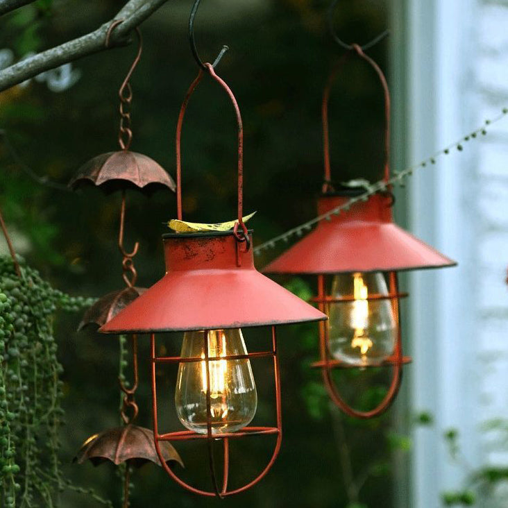 Traditional Vintage Solar Waterproof Round Table Oval Mesh Iron 1-Light Outdoor Light For Garden