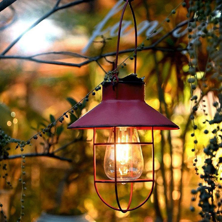 Traditional Vintage Solar Waterproof Round Table Oval Mesh Iron 1-Light Outdoor Light For Garden