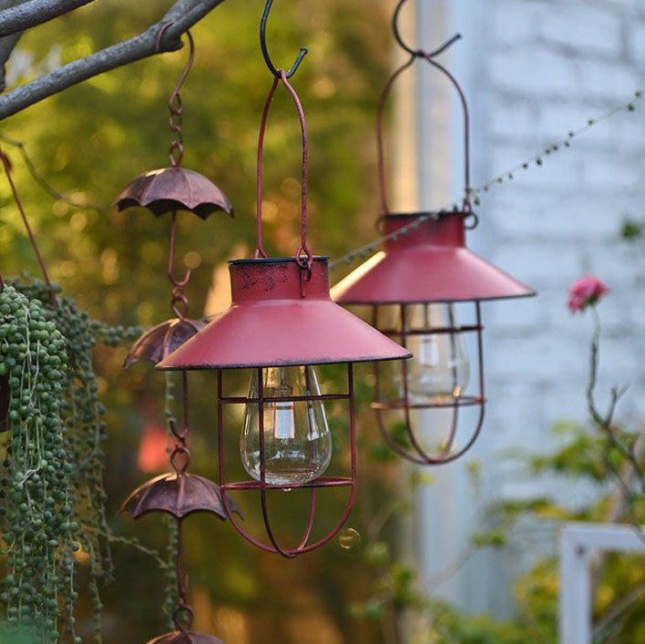 Traditionelle Vintage Solar wasserdichte runde Tisch ovale Mesh Eisen 1-Licht Außenleuchte für Garten 