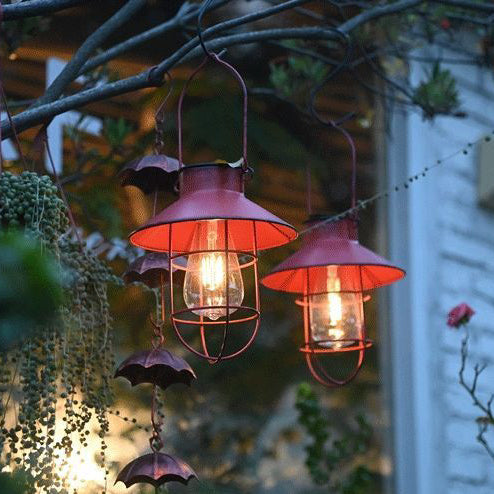 Traditionelle Vintage Solar wasserdichte runde Tisch ovale Mesh Eisen 1-Licht Außenleuchte für Garten 