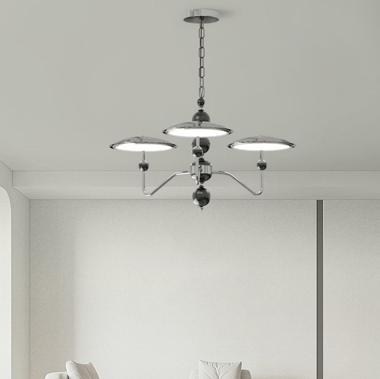 Traditioneller französischer Zweigkugel-Ovalscheiben-Aluminiumacryl-LED-Kronleuchter für Wohnzimmer 