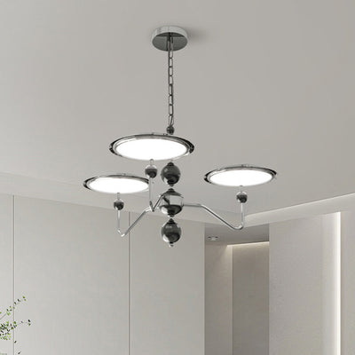 Traditioneller französischer Zweigkugel-Ovalscheiben-Aluminiumacryl-LED-Kronleuchter für Wohnzimmer 