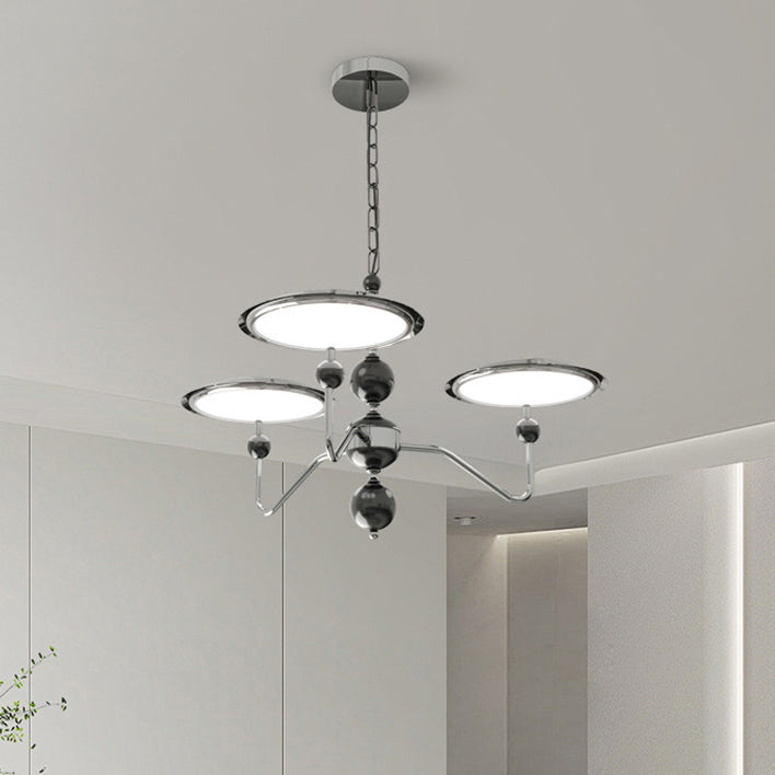 Traditioneller französischer Zweigkugel-Ovalscheiben-Aluminiumacryl-LED-Kronleuchter für Wohnzimmer 