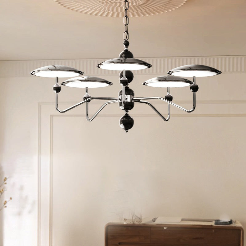 Traditioneller französischer Zweigkugel-Ovalscheiben-Aluminiumacryl-LED-Kronleuchter für Wohnzimmer 