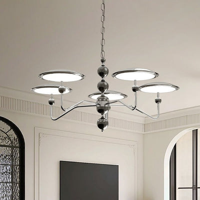 Traditioneller französischer Zweigkugel-Ovalscheiben-Aluminiumacryl-LED-Kronleuchter für Wohnzimmer 