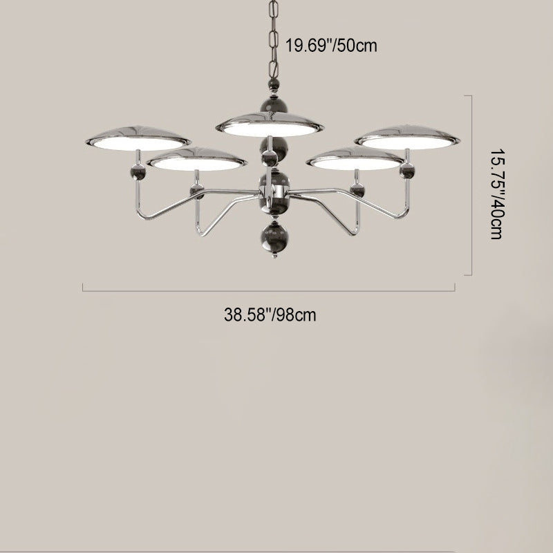 Traditioneller französischer Zweigkugel-Ovalscheiben-Aluminiumacryl-LED-Kronleuchter für Wohnzimmer 